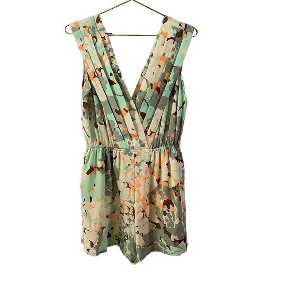 Anthropologie Hunter Dixon Mary Jane Double V Silk Romper Size MED - Picture 2 of 9